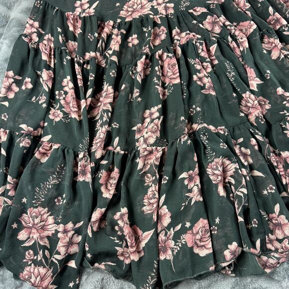 Free People Dress Womens XS Boho Maxi Long Sleeve Tiered Ruffle Floral - Picture 7 of 11